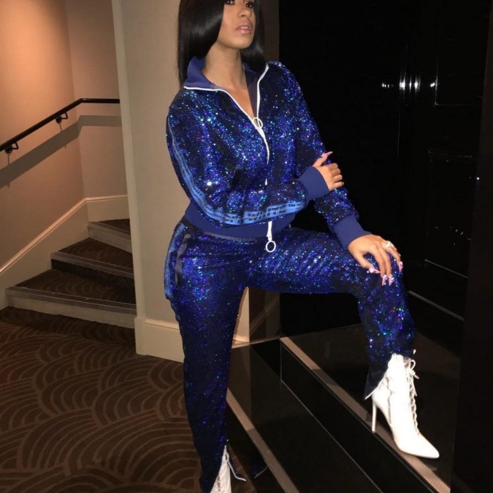 Off-White Blue Sequin Track Jacket - image 5